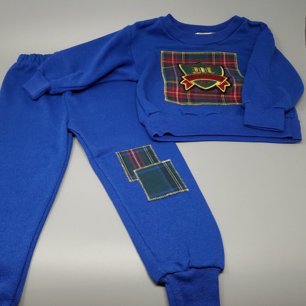 NWOT Preppy 18-24 Months Plaid Patches Sweatshirt & Pants Set